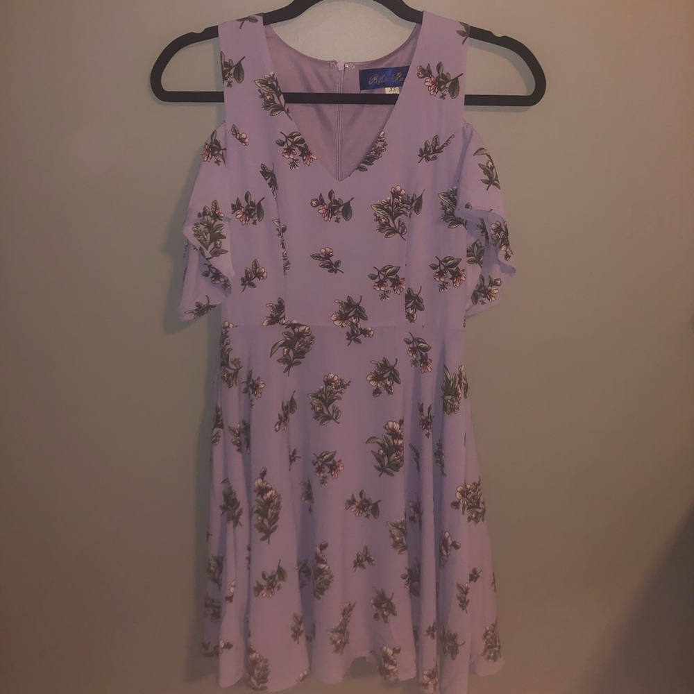 lavender floral cold shoulder francesca’s dress